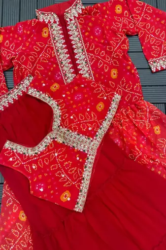 red georgette embroidered traditional lehenga choli