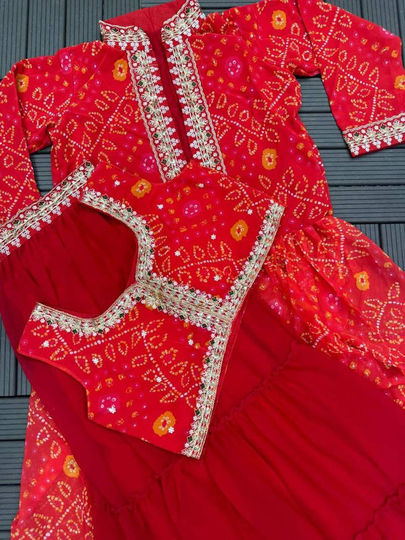 red georgette embroidered traditional lehenga choli
