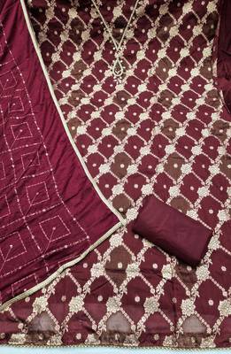 multi unstitched weaving handwork with embroidered dupatta dress material 2
