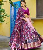 purple silk blend printed traditional lehenga choli upto 42