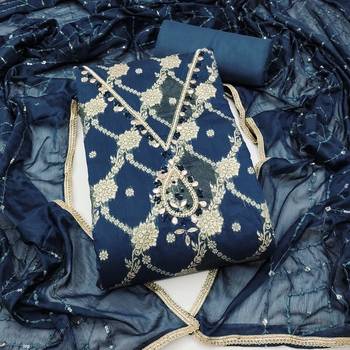 multi unstitched weaving handwork with embroidered dupatta dress material 1