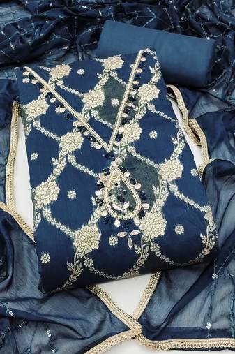 multi unstitched weaving handwork with embroidered dupatta dress material