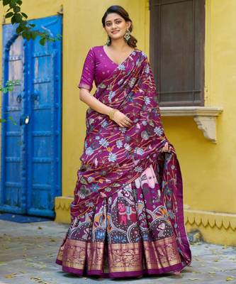 purple silk blend printed traditional lehenga choli upto 42 2