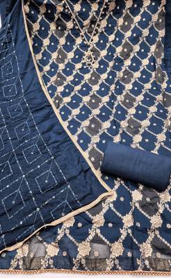 multi unstitched weaving handwork with embroidered dupatta dress material 2