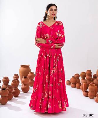 rani pink silk blend printed fashion lehenga choli 3