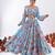 sky blue silk blend printed fashion lehenga choli