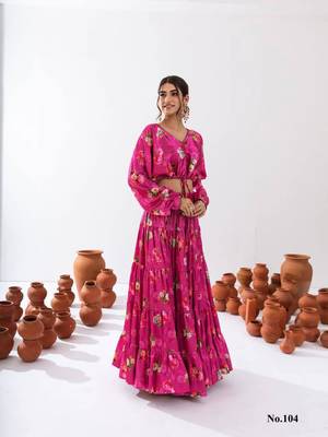 pink silk blend printed fashion lehenga choli 3