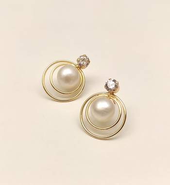 Certified natural freshwater pearls jewellery pearl drop earrings with cz stud and gold-tone multi-hoop 4