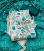 multi unstitched digital print handwork with embroidered dupatta jaam dress material