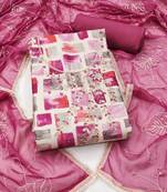 multi unstitched digital print handwork with embroidered dupatta jaam dress material