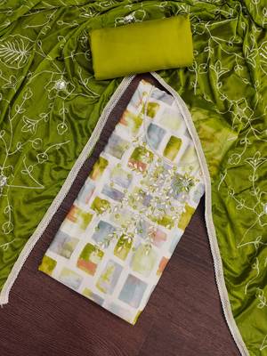 multi unstitched digital print handwork with embroidered dupatta jaam dress material 4