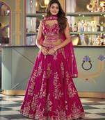 magenta silk blend embroidered traditional lehenga choli upto 42