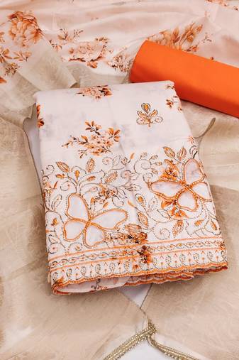 multi unstitched digital print beads work with printed dupatta jaam dress material