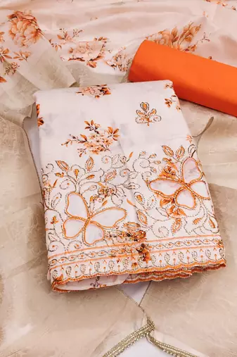 multi unstitched digital print beads work with printed dupatta jaam dress material