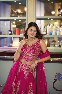magenta silk blend embroidered traditional lehenga choli upto 42 3