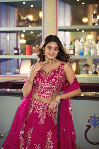 magenta silk blend embroidered traditional lehenga choli upto 42