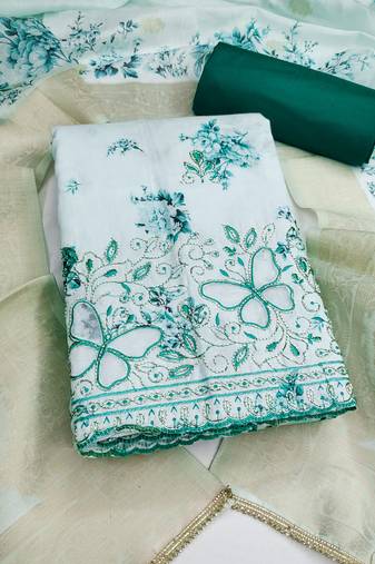 multi unstitched digital print beads work with printed dupatta jaam dress material