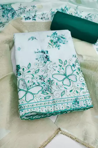 multi unstitched digital print beads work with printed dupatta jaam dress material