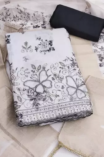 multi unstitched digital print beads work with printed dupatta jaam dress material