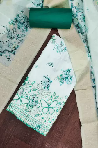 multi unstitched digital print beads work with printed dupatta jaam dress material