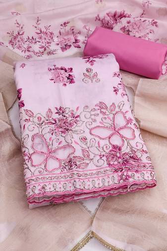 multi unstitched digital print beads work with printed dupatta jaam dress material