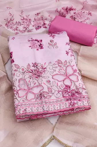 multi unstitched digital print beads work with printed dupatta jaam dress material