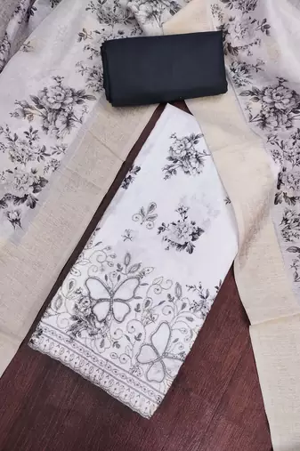 multi unstitched digital print beads work with printed dupatta jaam dress material