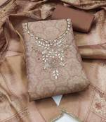 multi unstitched shimmer print handwork with printed dupatta linen dress material