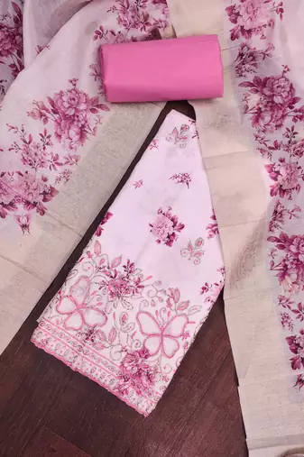 multi unstitched digital print beads work with printed dupatta jaam dress material