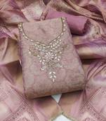 multi unstitched shimmer print handwork with printed dupatta linen dress material