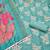 sea green unstitched thread embroidery handwork with digital printed dupatta silk blend dress material