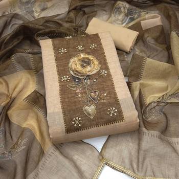 multi unstitched digital print handwork with printed dupatta modal butti dress material 1