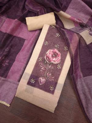 multi unstitched digital print handwork with printed dupatta modal butti dress material 4