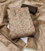 multi unstitched shimmer print handwork with printed dupatta linen dress material