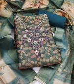 multi unstitched shimmer print handwork with printed dupatta linen dress material