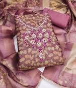 multi unstitched shimmer print handwork with printed dupatta linen dress material