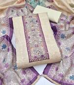 multi unstitched digital print handwork with printed dupatta modal butti dress material