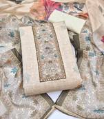 multi unstitched digital print handwork with printed dupatta modal butti dress material