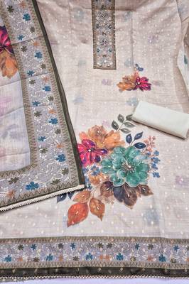 multi unstitched digital print handwork with printed dupatta modal butti dress material 2