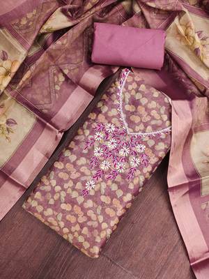 multi unstitched shimmer print handwork with printed dupatta linen dress material 4