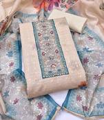multi unstitched digital print handwork with printed dupatta modal butti dress material