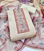 multi unstitched digital print handwork with printed dupatta modal butti dress material