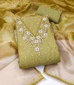 light green unstitched weaving handwork with woven dupatta dress material