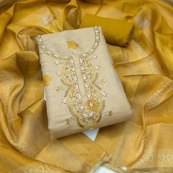 multi unstitched shimmer print handwork with printed dupatta linen dress material 1