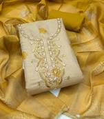 multi unstitched shimmer print handwork with printed dupatta linen dress material