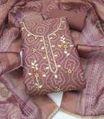 multi unstitched shimmer print handwork with printed dupatta linen dress material