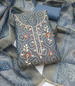 multi unstitched shimmer print handwork with printed dupatta linen dress material