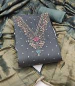 grey unstitched weaving handwork with woven dupatta modal butti chanderi dress material