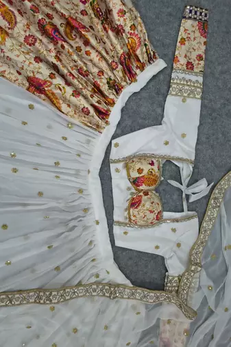 White Navratri Lehenga Choli With Dupatta