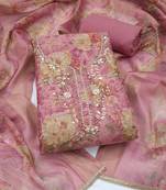 multi unstitched shimmer print handwork with printed dupatta linen dress material